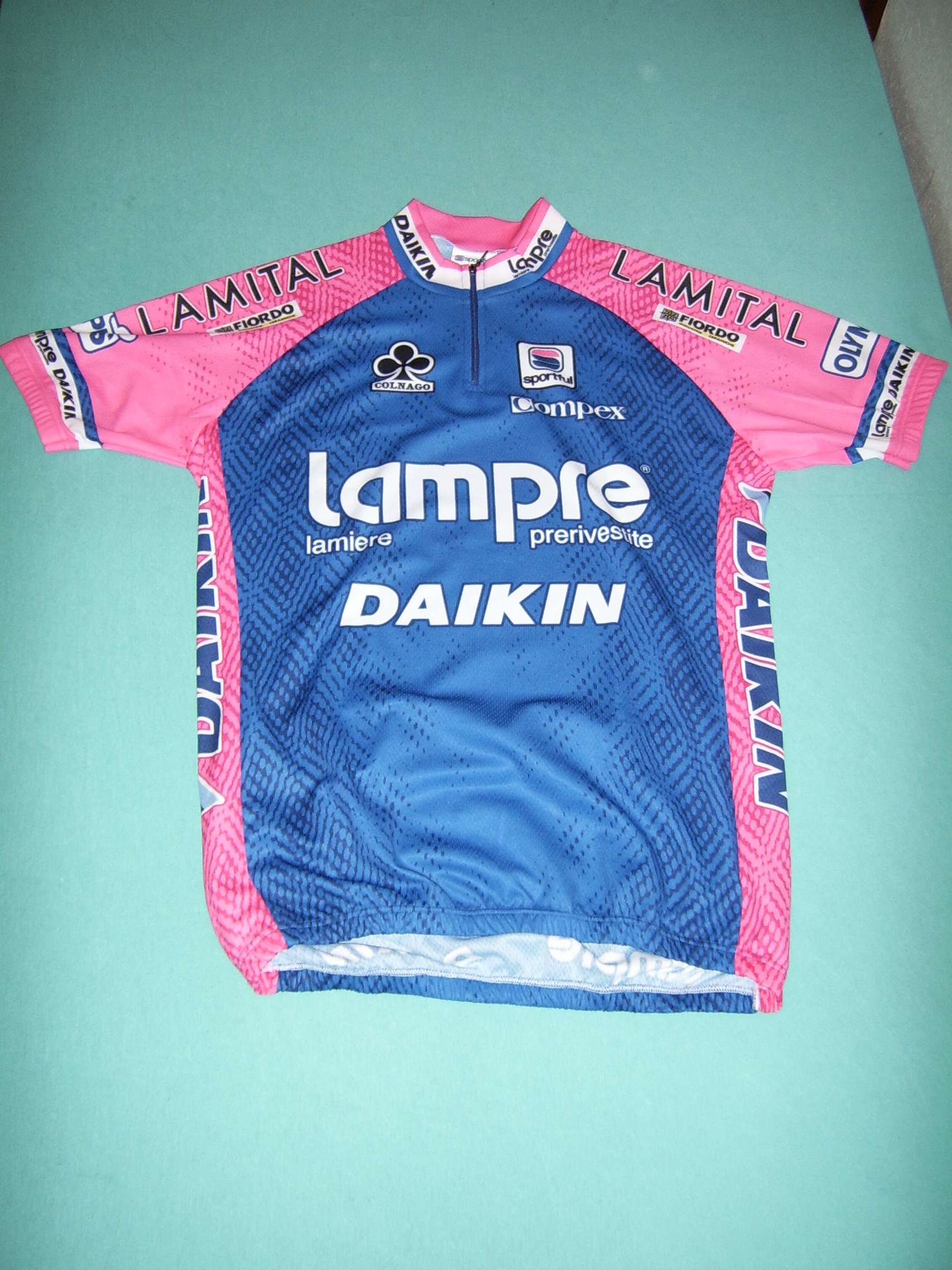 Maillot Cycliste Vintage Lampre Daikin 2001 - Santini SMS - Taille L - Bleu