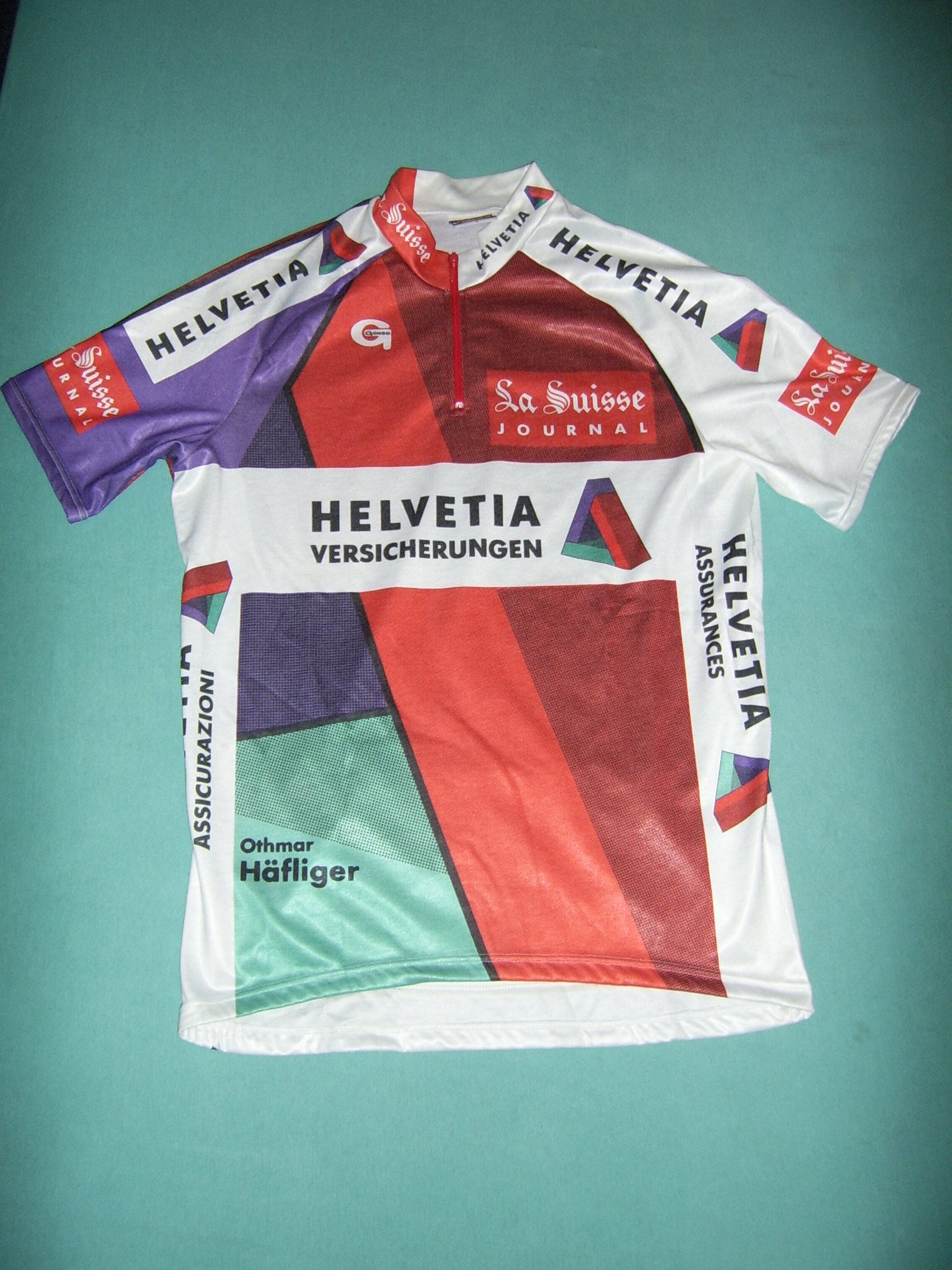 ウェア Helvetia La Suisse Cycling Jersey Helvetia La Suisse retro cycling jersey 1990 - Pulling Turns