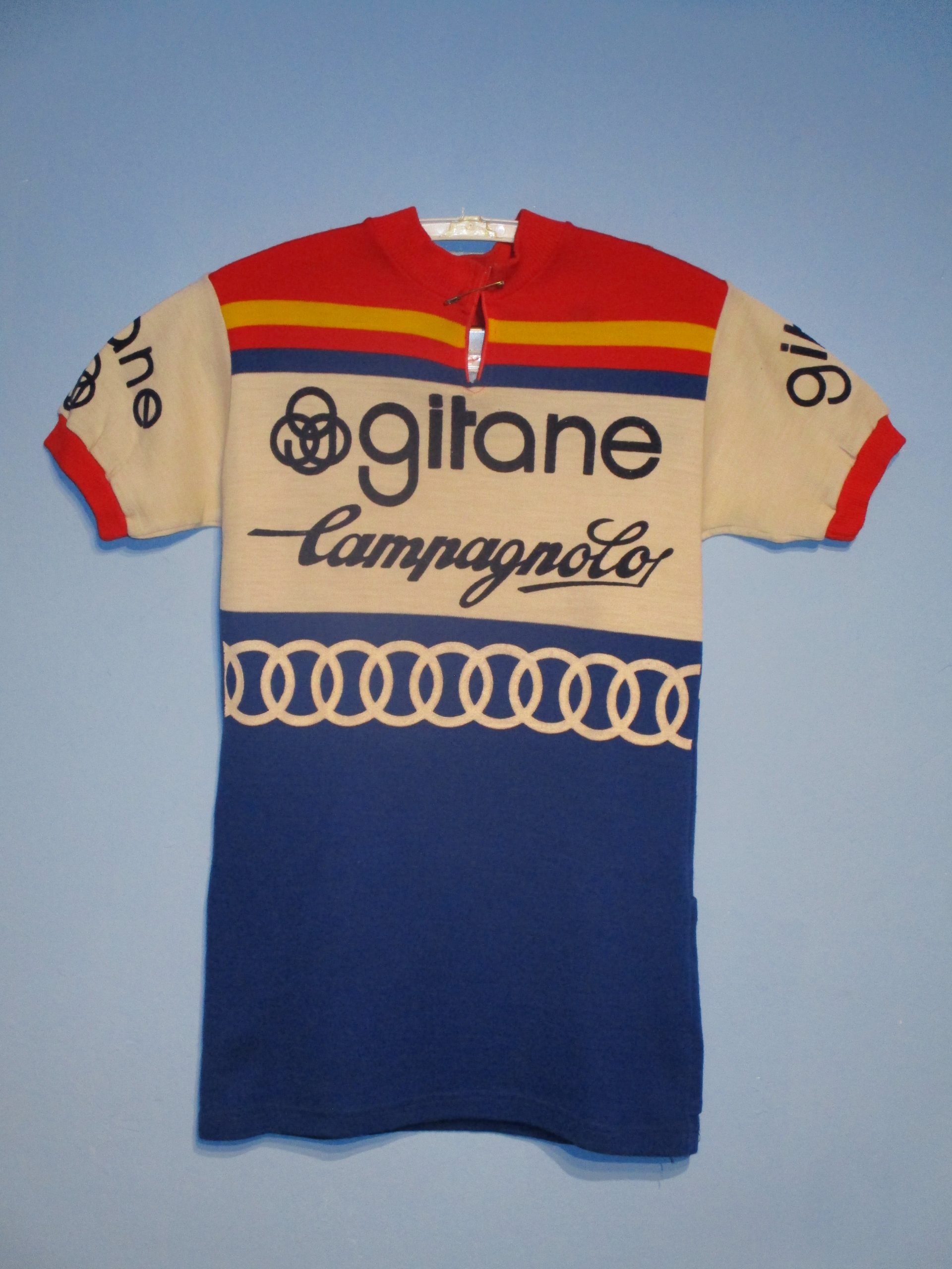 Maillot Cyclisme Vintage Campitello Années 90, Taille L, Rouge Et Bleu, Bel état